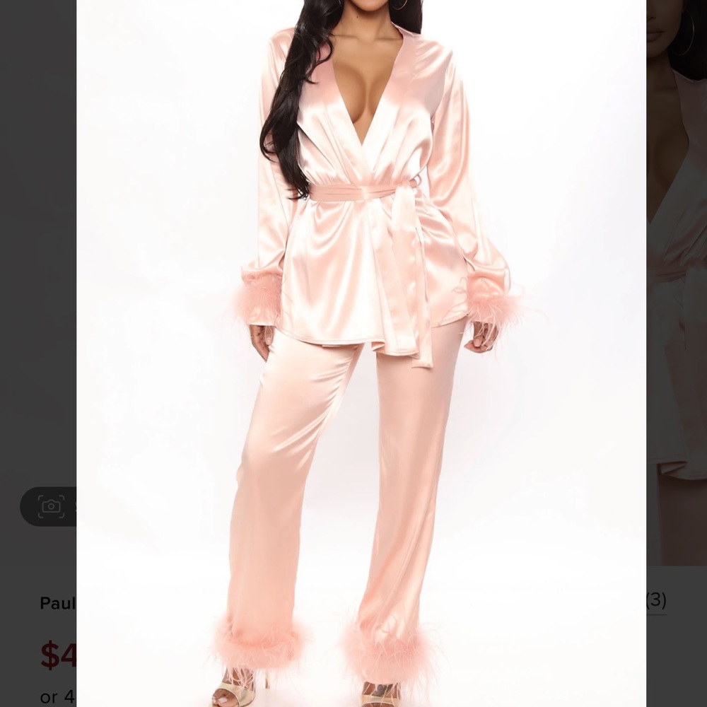 Fashion Nova Paulina Satin Pant Set in Pink